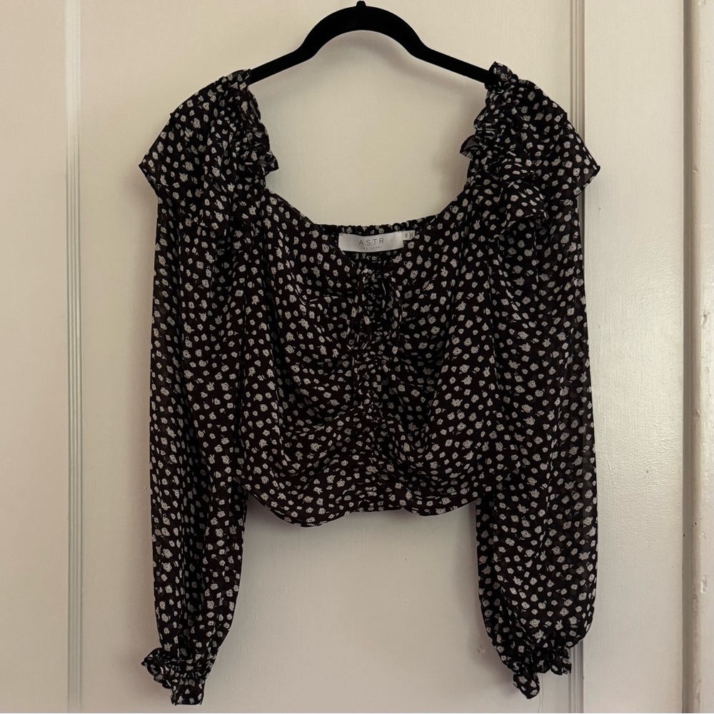Astr Black and White Floral Blouse